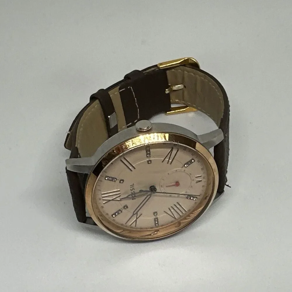 Fossil ES4163 Womens Brown Leather Analog Dial Quartz Genuine Wrist Watch HME369